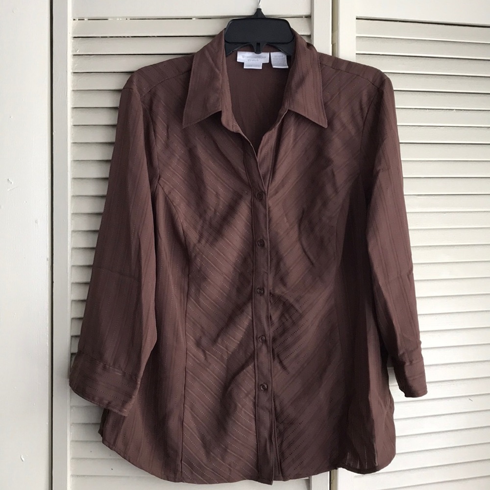 Brown button down shirt